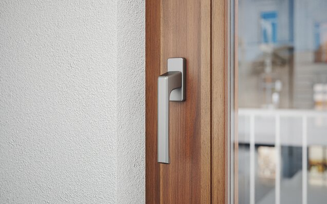 Parallelschiebe-Element aus Holz – Detailansicht Drehgriff DIRIGENT