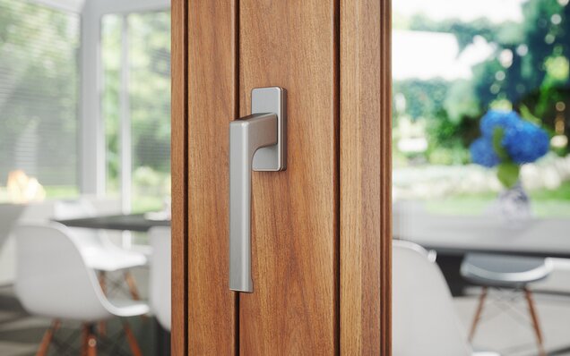 Schiebefalt-Element aus Holz – Detailansicht Drehgriff DIRIGENT