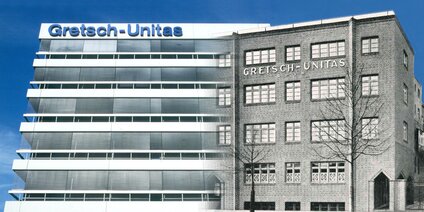 Historisches und modernes Firmengebäude von Gretsch-Unitas