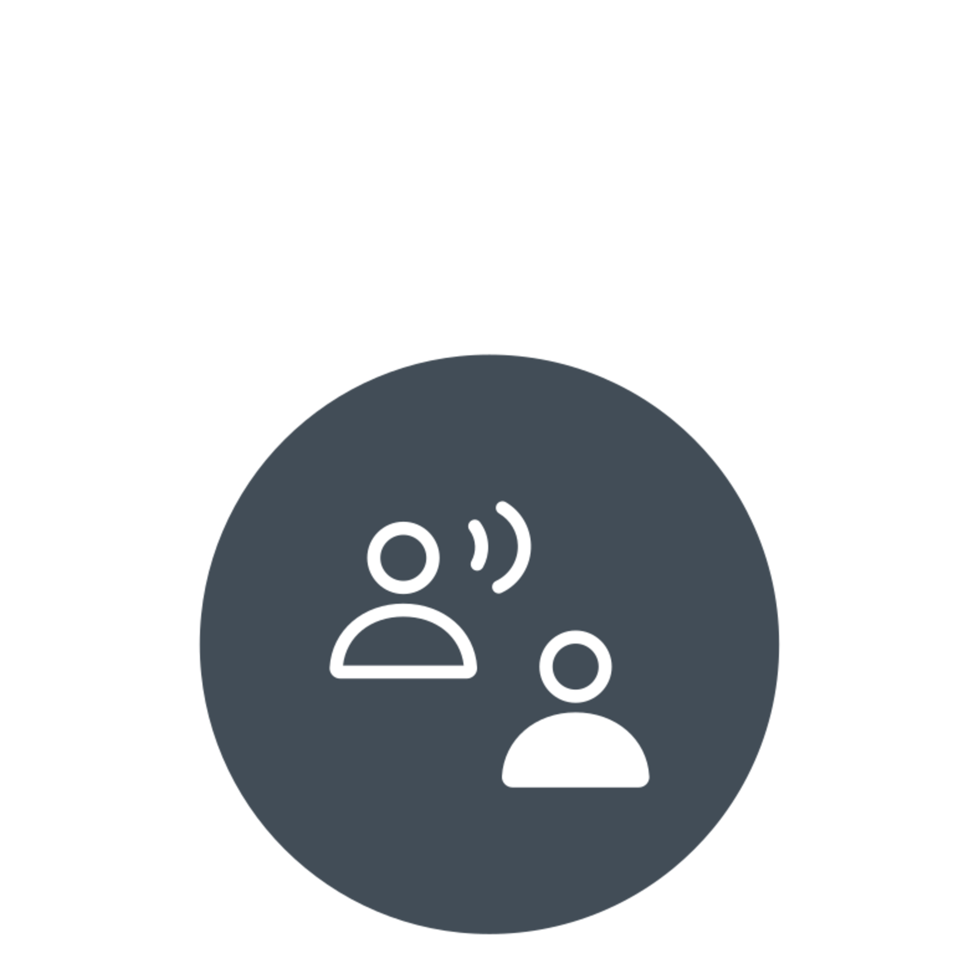 Personen im Gespräch, Icon für Vor-Ort-Interview