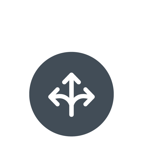 Pfeile in verschiedene Richtungen, Icon für Flexibilität