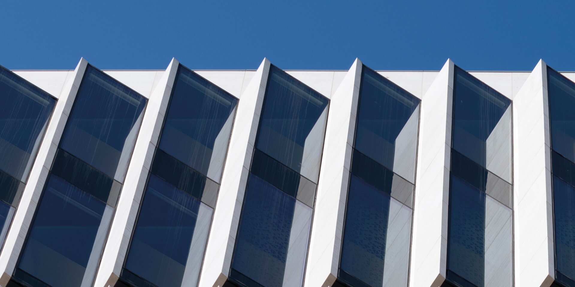 Modernes Gebäude mit heller Fassade, davor eine belebte Haltestelle und Stadtleben