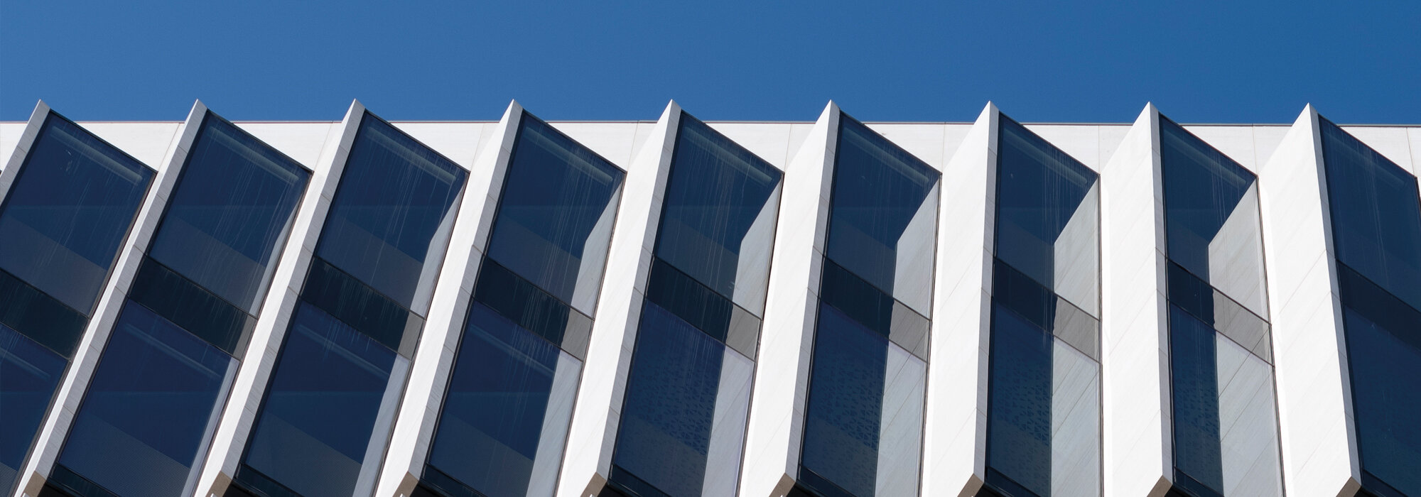 Modernes Gebäude mit heller Fassade, davor eine belebte Haltestelle und Stadtleben