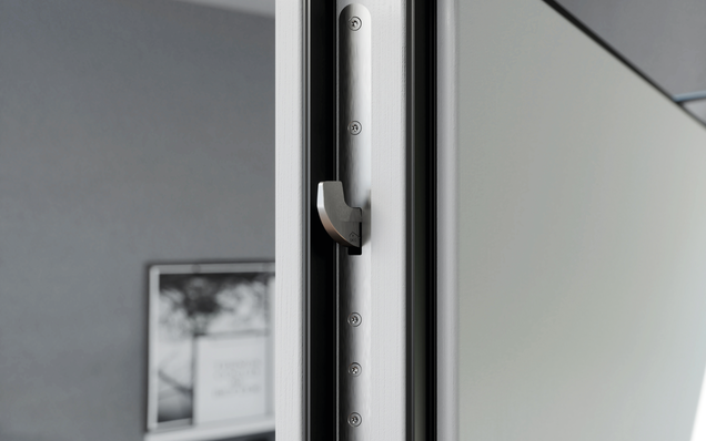 Hauseingangstür aus Holz mit Verschlusssystem SECURY ePOWER Home, Detailansicht Schließhaken