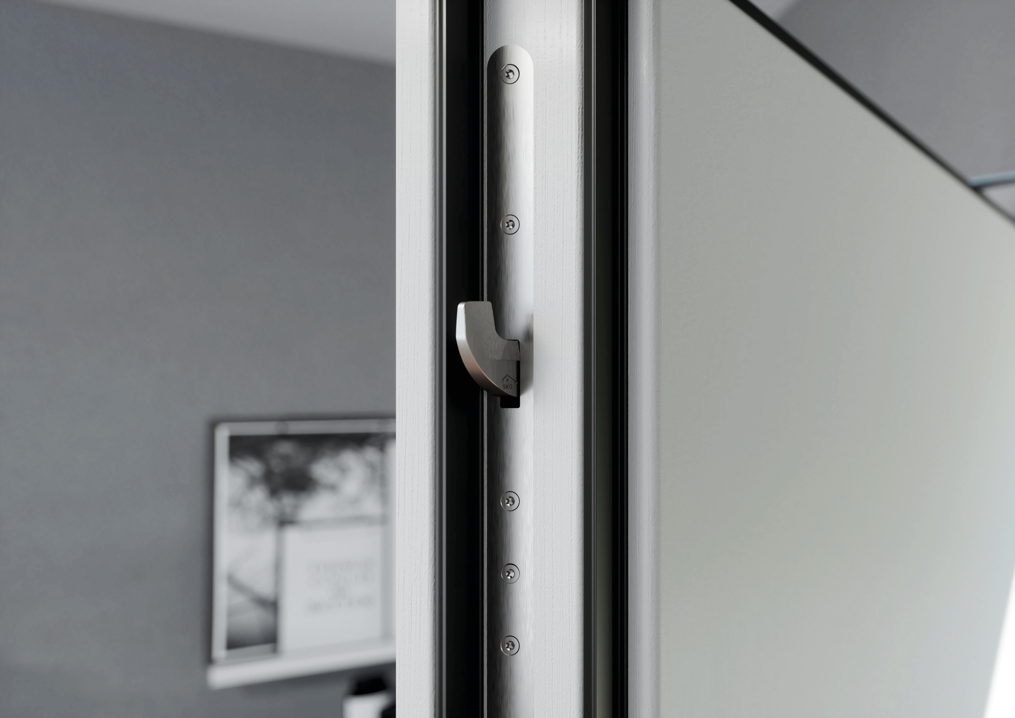 Hauseingangstür aus Holz mit Verschlusssystem SECURY ePOWER Home, Detailansicht Schließhaken