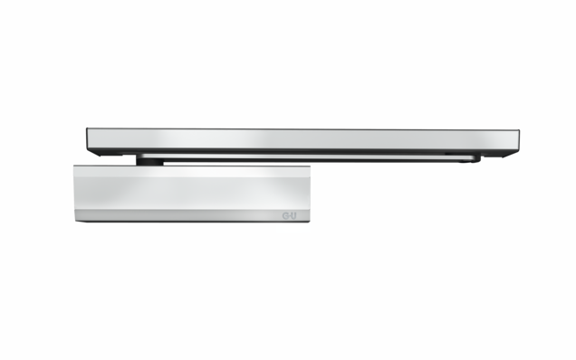 Obentürschließer mit Gleitschiene der Serie OTS 73x in Oberfläche silber