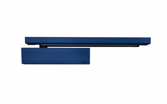 Obentürschließer mit Gleitschiene der Serie OTS 73x in Oberfläche blau